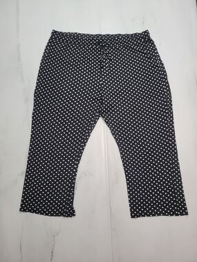 Serra Womens XL 16-18 Black White Polka Dot Soft Stretch Lounge Pajama Capri Pan